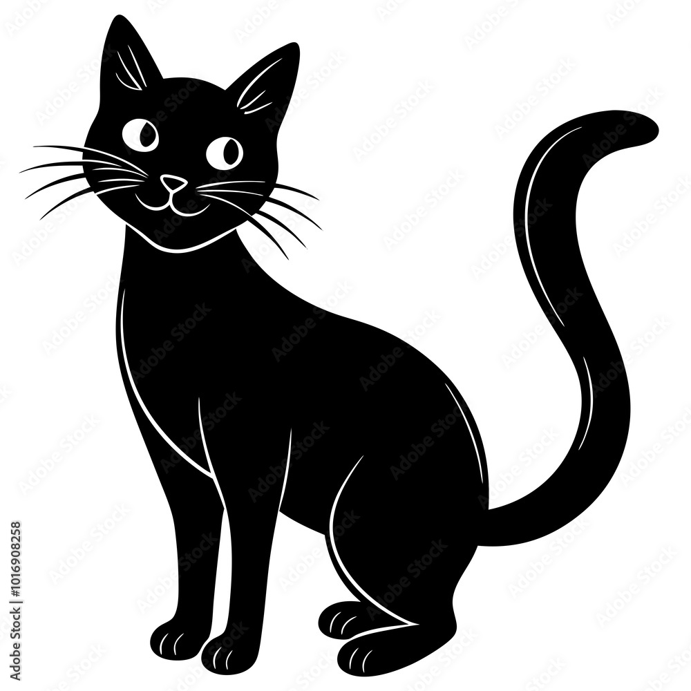 Funny cat silhouette vector Funny cat silhouette vector