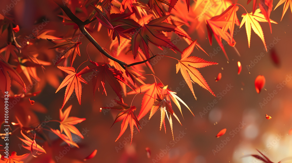 autumn leaves background in orange generted AI autumn leaves background in orange generted AI