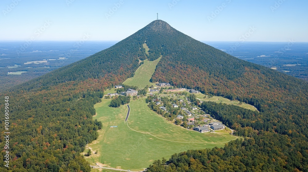 Naklejka premium Scenic View of Mountain and Green Landscape