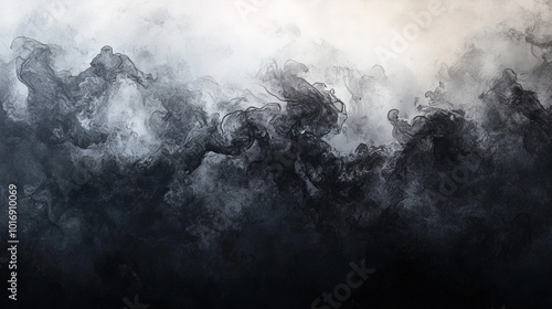 Abstract black watercolor background with dark grunge texture and smoke 