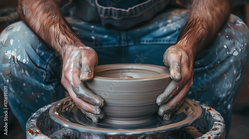 hands of a potter at work generted AI photo