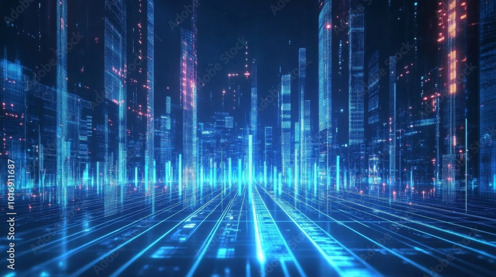 Futuristic Cityscape with Neon Lights and Technology Futuristic Cityscape with Neon Lights and Technology