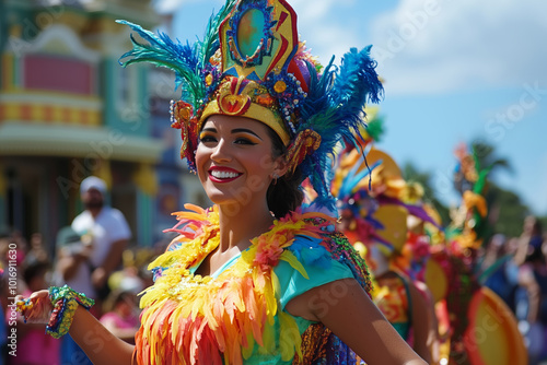 Vibrant colors unite in a lively Portuguese parade celebrating cultural heritage and community spirit in a sunny festival atmosphere