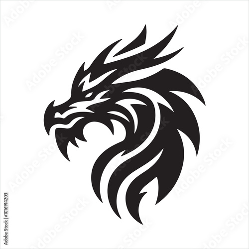 Wallpaper Mural Logo face of a dragon, emblem silhouette on white background
 Torontodigital.ca