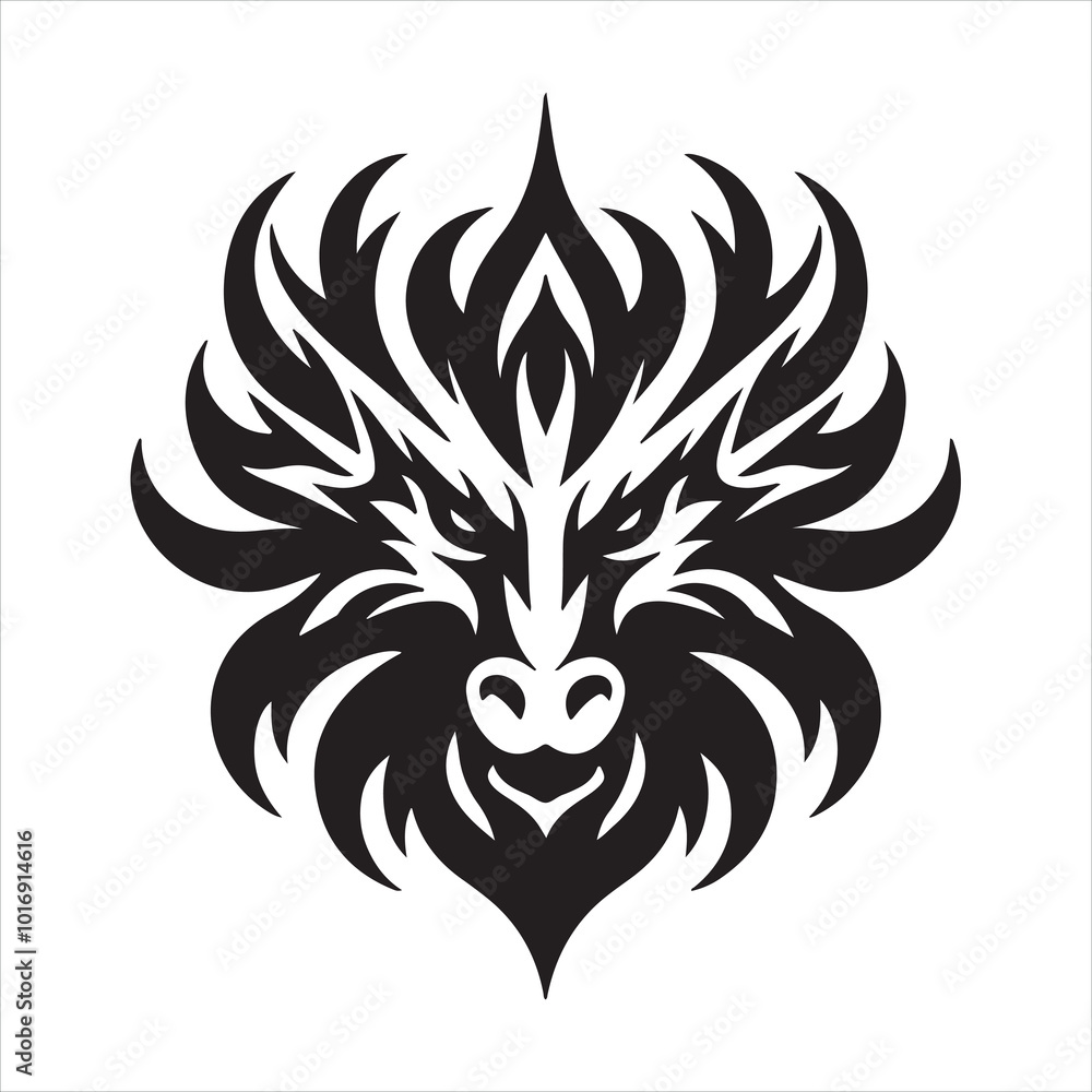 Fototapeta premium Logo face of a dragon, emblem silhouette on white background 