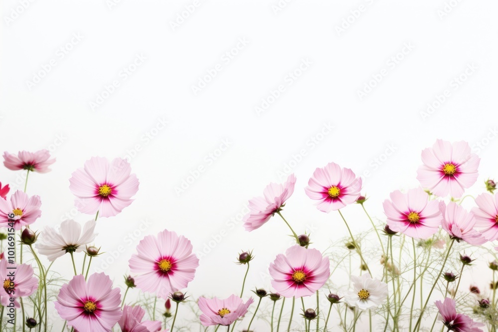 Cosmos flowers border backgrounds outdoors blossom. Cosmos flowers border backgrounds outdoors blossom.