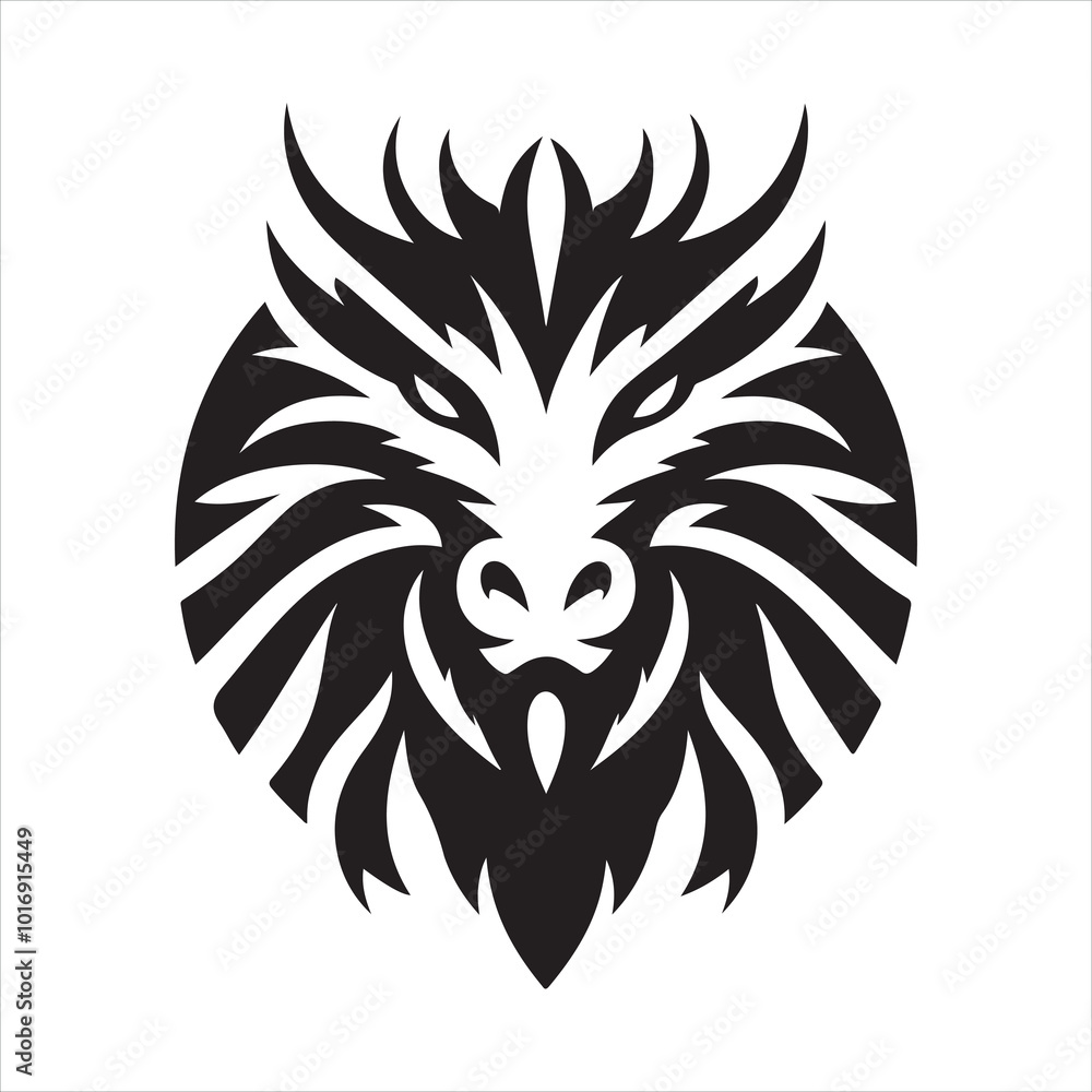 Obraz premium Logo face of a dragon, emblem silhouette on white background 
