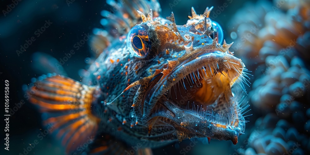 Angry anglerfish in the ocean Angry anglerfish in the ocean