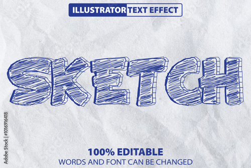 Editable Handwritten Sketch Style Vector Text Effect