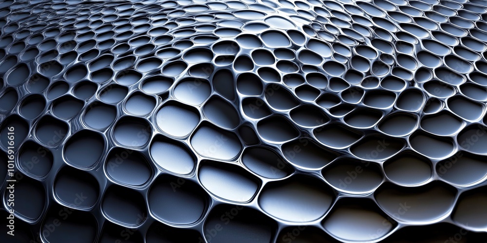 Obraz premium Sleek black hexagonal tiles arranged in a wavy 3D pattern, perfect for futuristic and industrial design visuals
