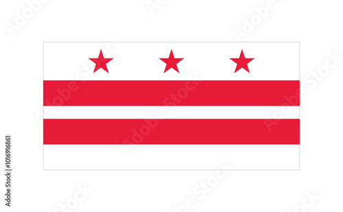 Flag of Washington DC or District of Columbia, US