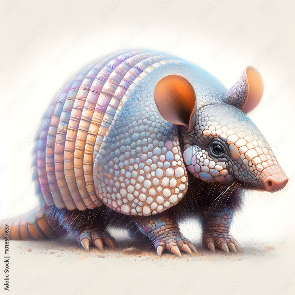 흰 배경, 아르마딜로, 파스텔화 (white background, armadillo, pastel painting) 흰 배경, 아르마딜로, 파스텔화 (white background, armadillo, pastel painting)