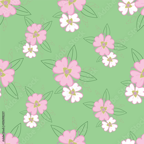 Vintage seamless floral pattern. Liberty style background of small pastel colorful flowers. Small flowers scattered over a white background. Stock vector for printing on surfaces