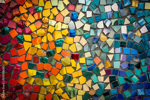 A mosaic of colorful shapes and patterns.