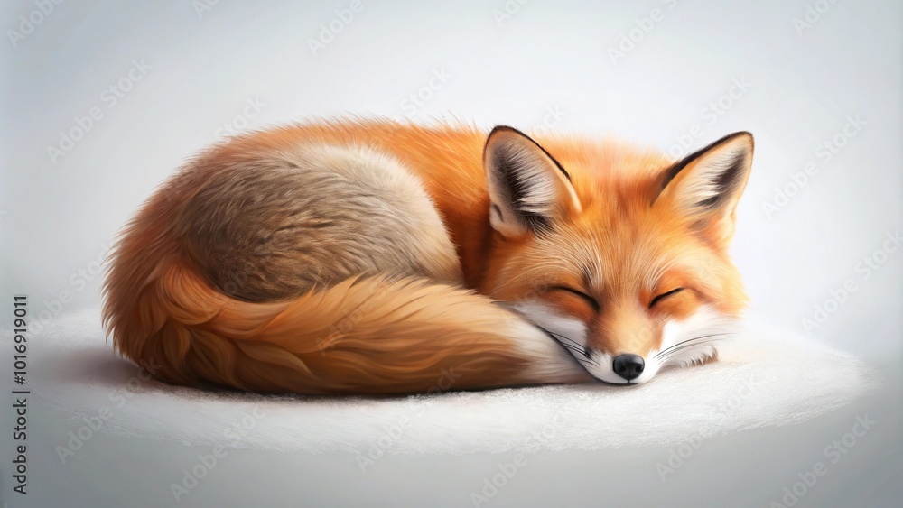 Obraz premium Minimalist fox sleeping in winter