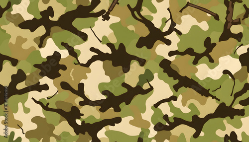 A Woodland seamless Camouflage Pattern for hunting cloth, guns and vechicles isolated with white highlights, png photo