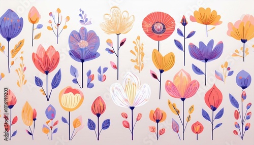 Colorful floral pattern on a light background.