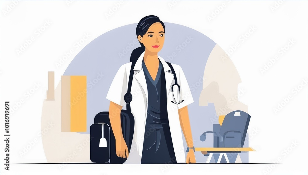 Female doctor in white coat Female doctor in white coat