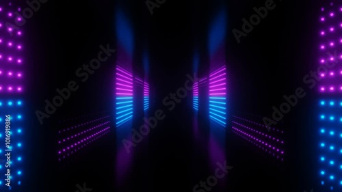 Blue and purple neon dots equalizer tunnel vj loop animation