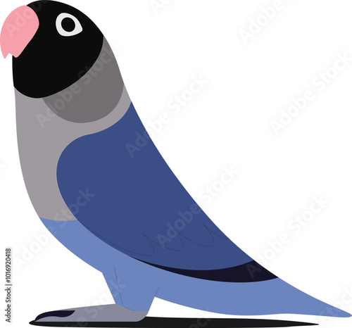 Flat Bird vector stock illustration, blue bird on a branch