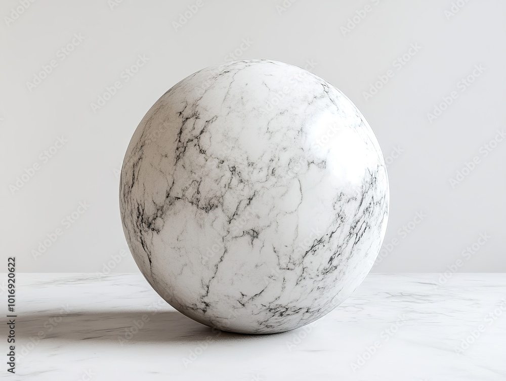 White Marble Sphere on a White Background White Marble Sphere on a White Background