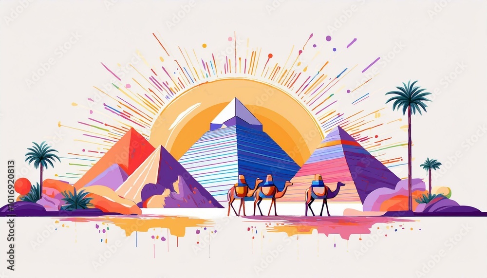 Colorful pyramids and camels Colorful pyramids and camels
