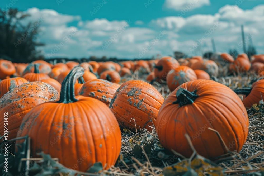 A farm filled with bright orange pumpkins, autumn harvest time, countryside scenery. A farm filled with bright orange pumpkins, autumn harvest time, countryside scenery.