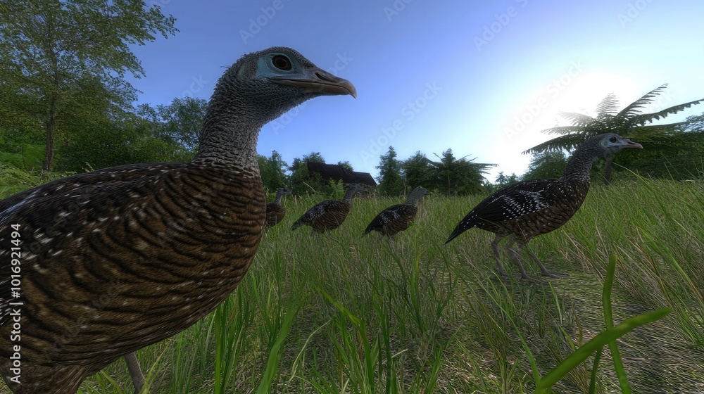 Close-Up View of Birds in Lush Green Environment Close-Up View of Birds in Lush Green Environment