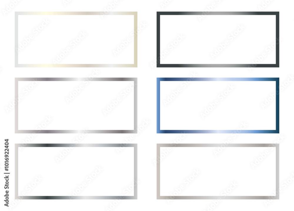 Set of shiny metallic frames isolated on a white background. Vector design with glossy metallic borders. Set of shiny metallic frames isolated on a white background. Vector design with glossy metallic borders.
