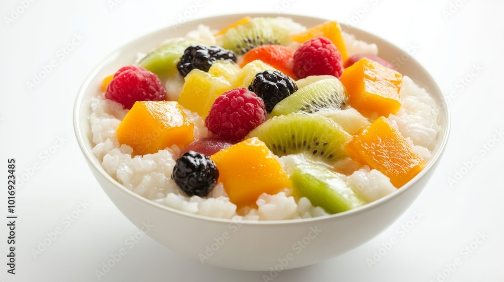 Fresh Fruit Bowl with Creamy Rice Pudding Delight Fresh Fruit Bowl with Creamy Rice Pudding Delight