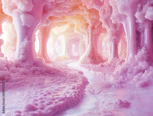 Dreamy Pink Landscape: A Journey Through the Subconscious photo