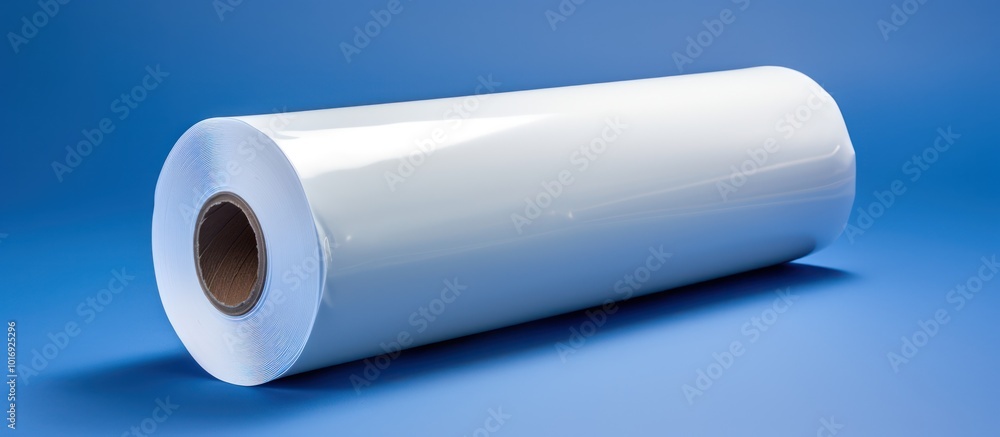 White Roll of Paper on a Blue Background White Roll of Paper on a Blue Background