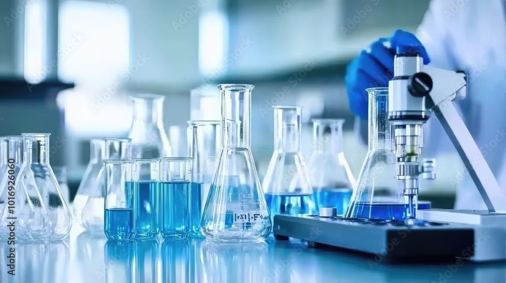 Laboratory Research with Beakers and Microscope Laboratory Research with Beakers and Microscope