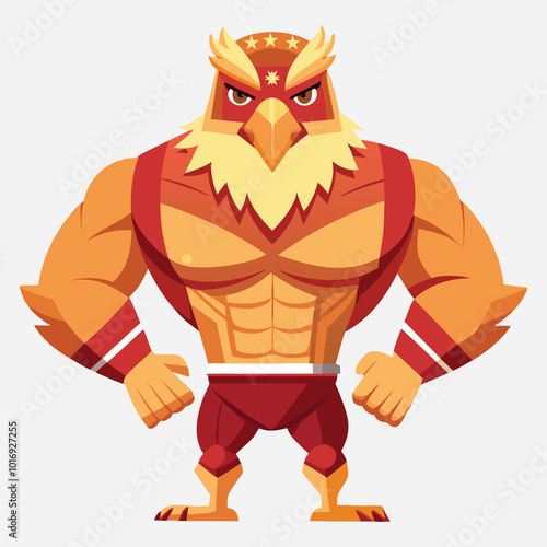 Body Builder Character with Eagle Body. Eagle Bodybuilder Mascot Logo. eagle animal body builder sports mascot.

