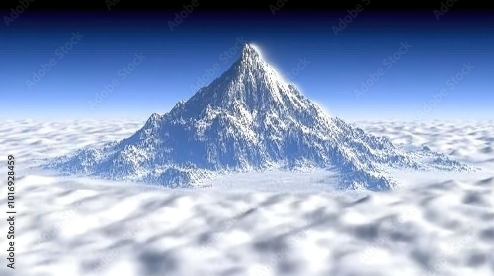 Majestic Snow-Capped Mountain Above Cloud Layer Majestic Snow-Capped Mountain Above Cloud Layer