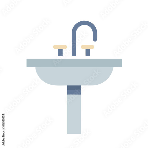Bathroom sink icon in flat minimalist style