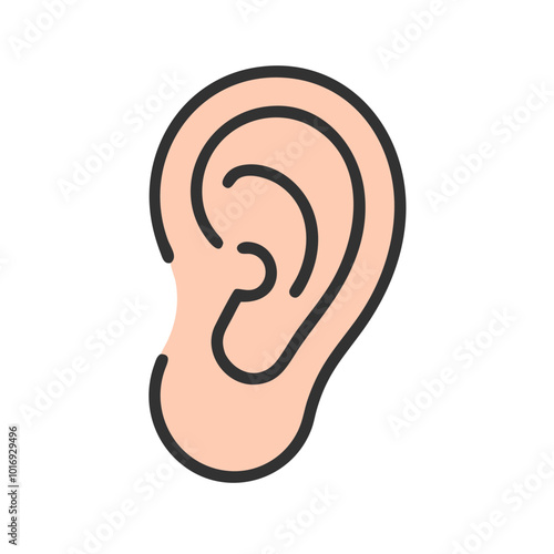 Human ear icon in pink outline style