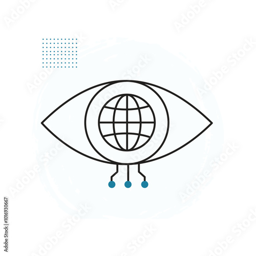 AI-Driven Global Eye for Visual Recognition Vector Icon Design, computer vision, machine learning