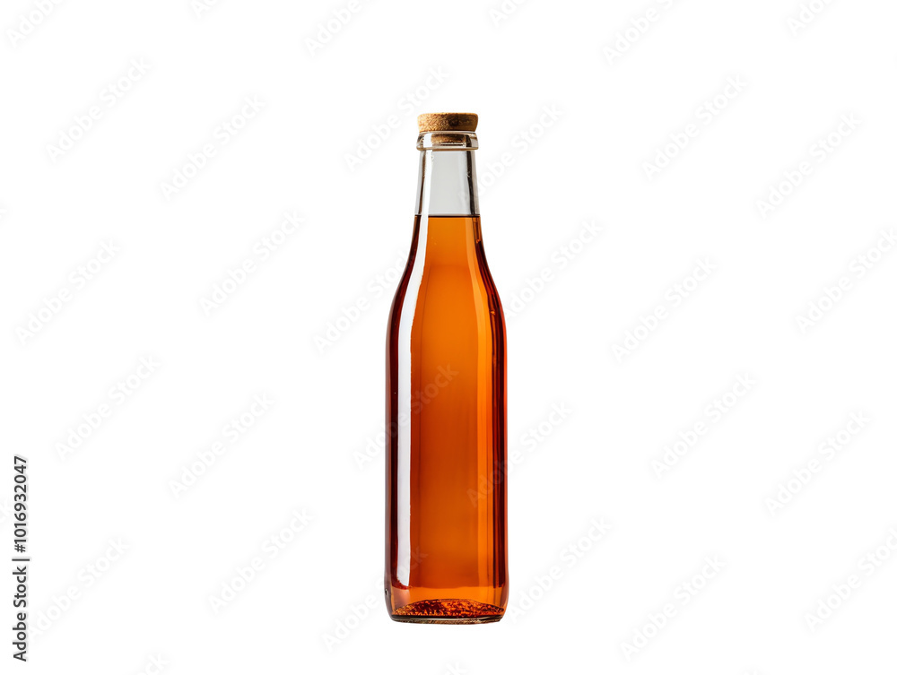 Bottle of amber drink, white isolate background Bottle of amber drink, white isolate background