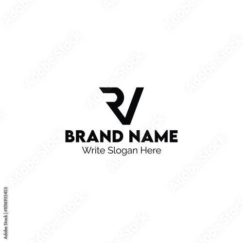 letter rv r v logo design