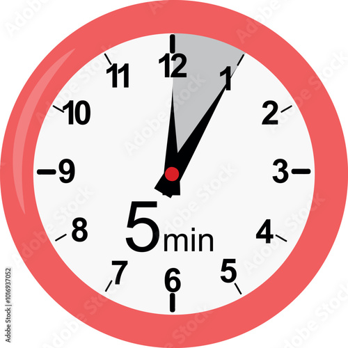 Red clock 5 minutes
