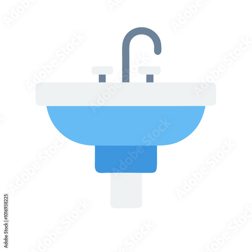 Bathroom sink icon with faucet in minimalist style
