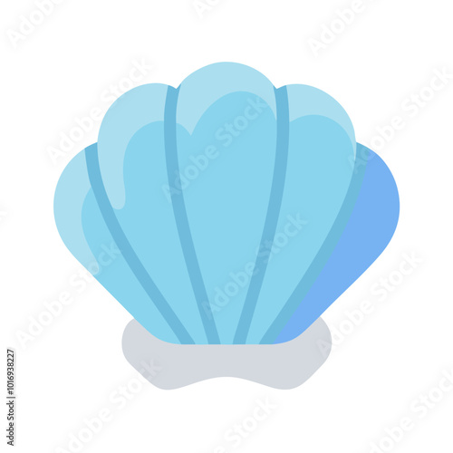 Blue seashell icon in flat style