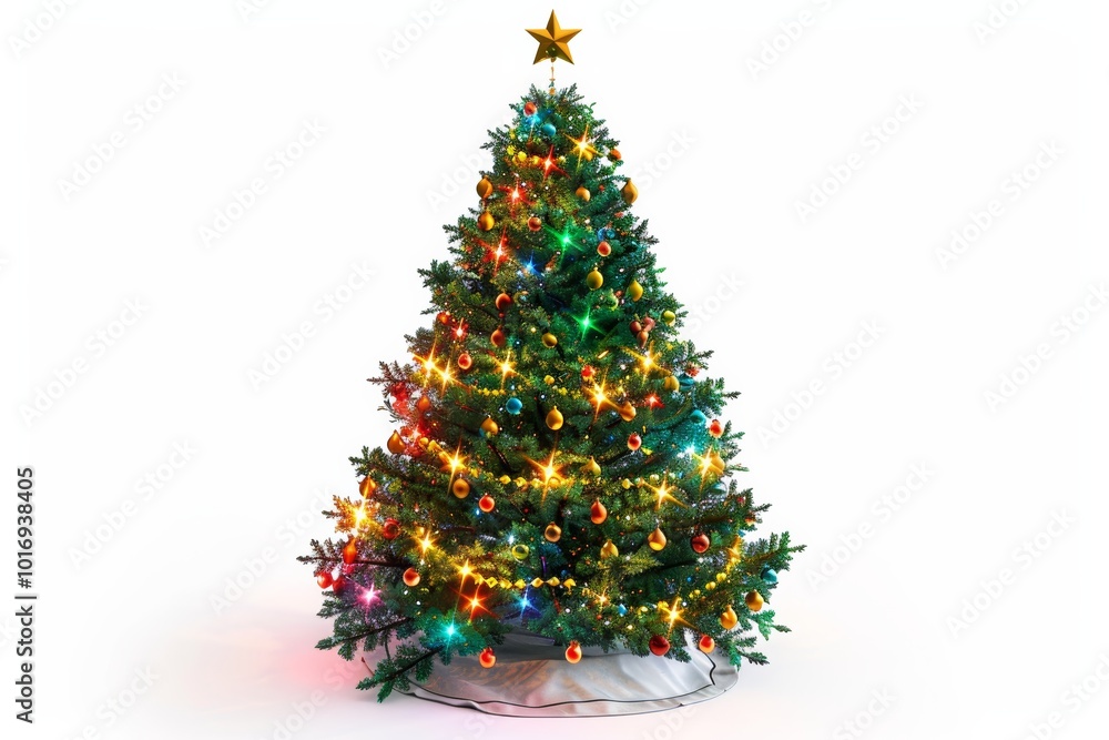 Festive christmas tree with colorful lights Festive christmas tree with colorful lights