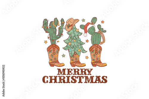 Foto Merry Christmas, Western Christmas PNG Sublimation T shirt design