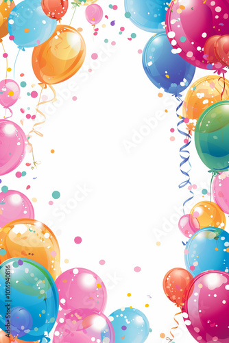 A colorful border frame design for children's birthday party invitations.