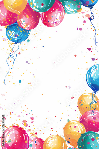 A colorful border frame design for children's birthday party.