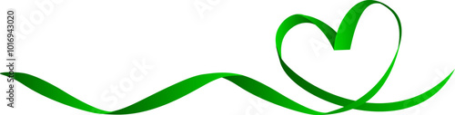 A green ribbon in the shape of a heart.Vector illustration
