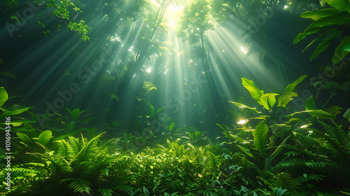 Lush Green Forest with Sunlight