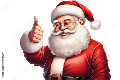 generated illustration of santa claus showing thumbs up isolated on white background photo